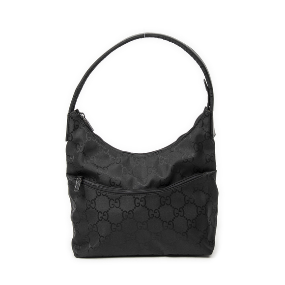 Gucci Bags Gucci Front Pocket Hobo In Black Monogrammed Nylon